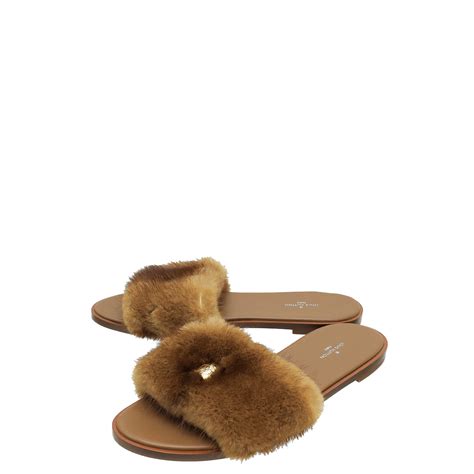 louis vuitton lock it flat mule fur